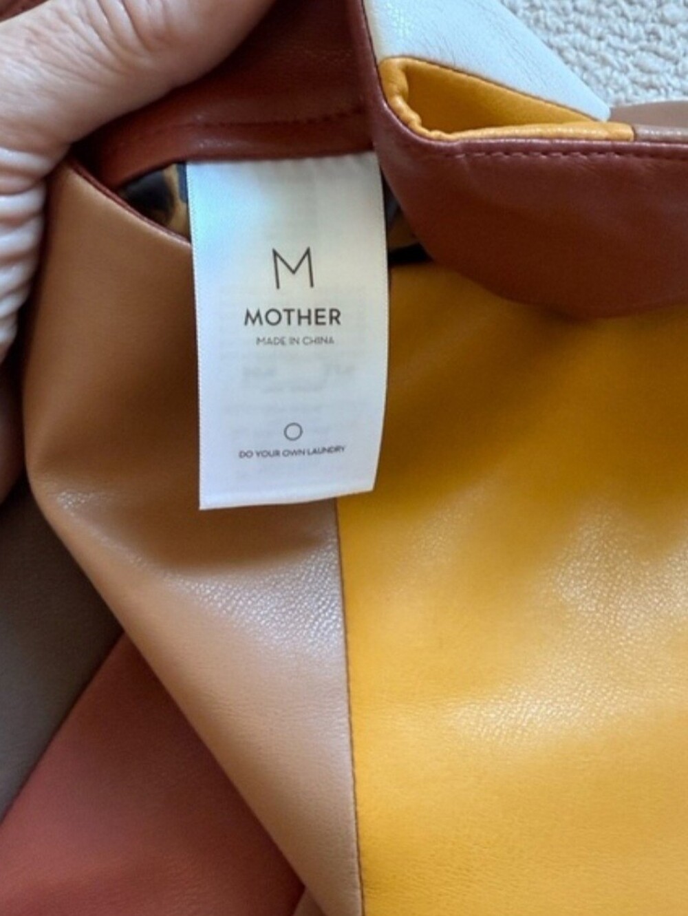 Mother Bits And Pieces Colorblock Faux Leather Midi Skirt, Medium - Picture 8 of 8